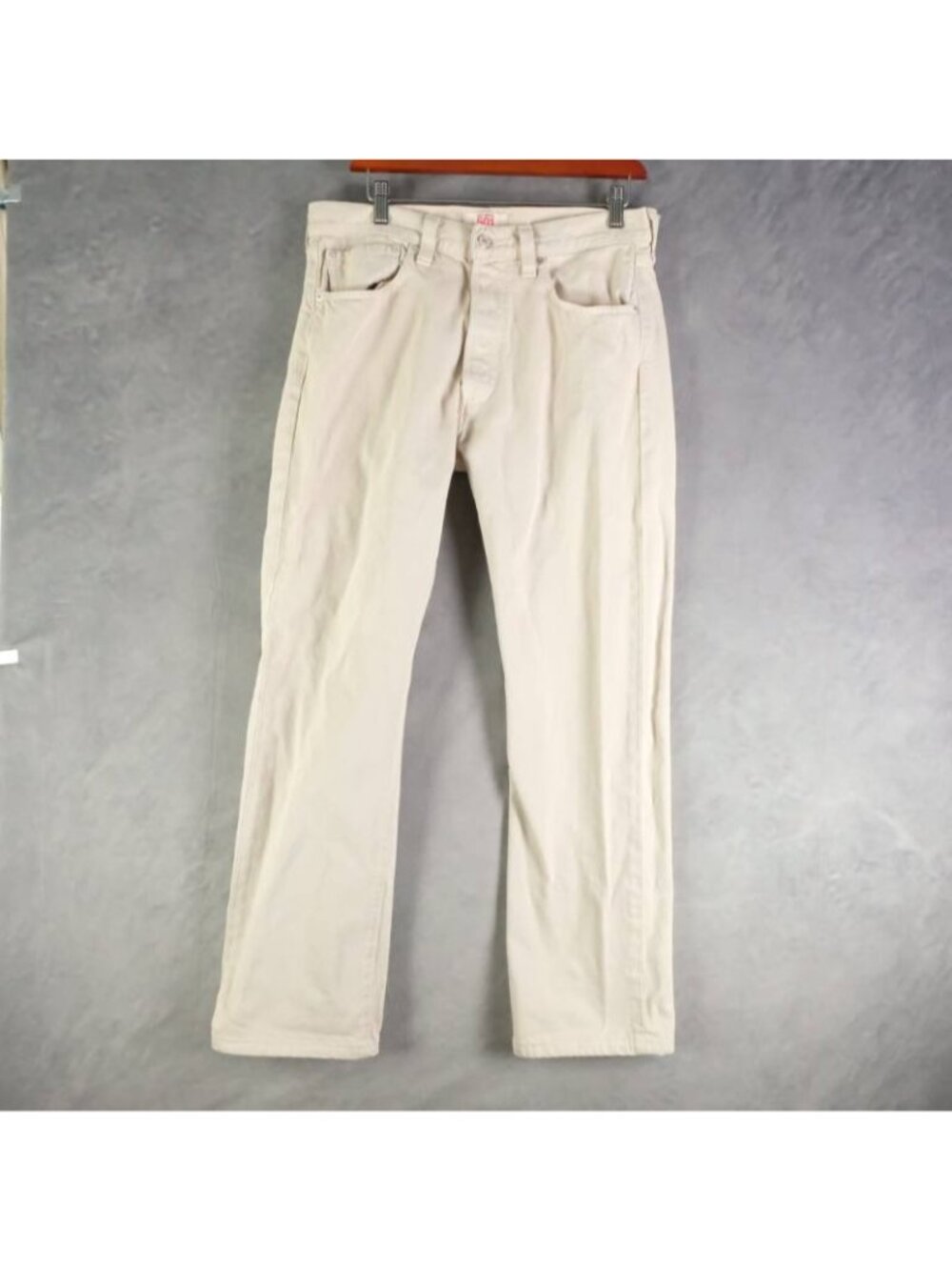 Levi's Jeans Mens W32xL30 White Cream 501 Straight Leg Button Fly